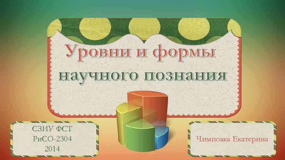 Уровни и формы научного познания СЗИУ ФСТ Ри. СО-2304 2014 Чимпоака Екатерина 