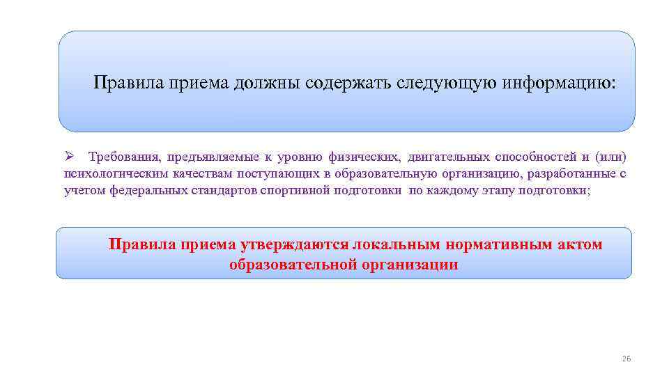 Дополнительные предпрофессиональные программы в области физической культуры и спорта Правила приема должны содержать следующую