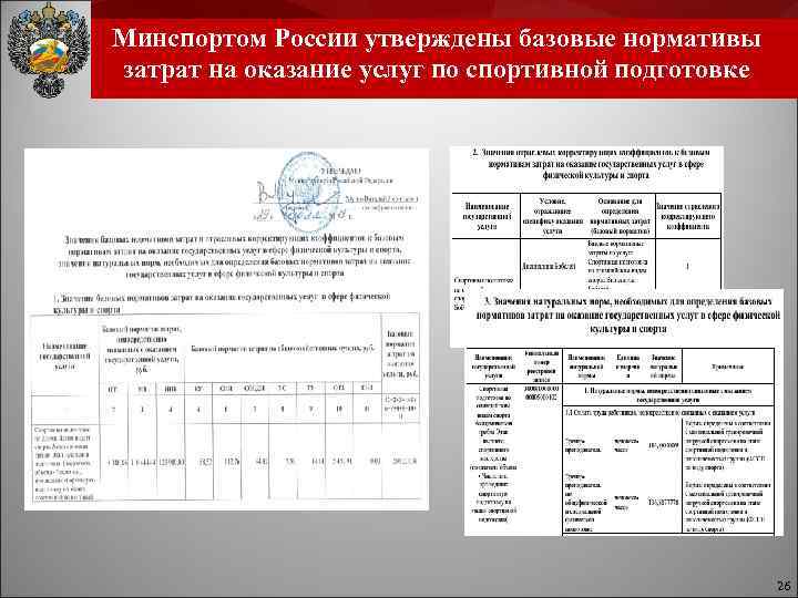 Минспортом России утверждены базовые нормативы затрат на оказание услуг по спортивной подготовке 26 