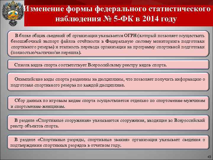  Изменение формы федерального статистического наблюдения № 5 -ФК в 2014 году В блоке