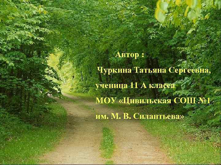 Автор : Чуркина Татьяна Сергеевна, ученица 11 А класса МОУ «Цивильская СОШ № 1
