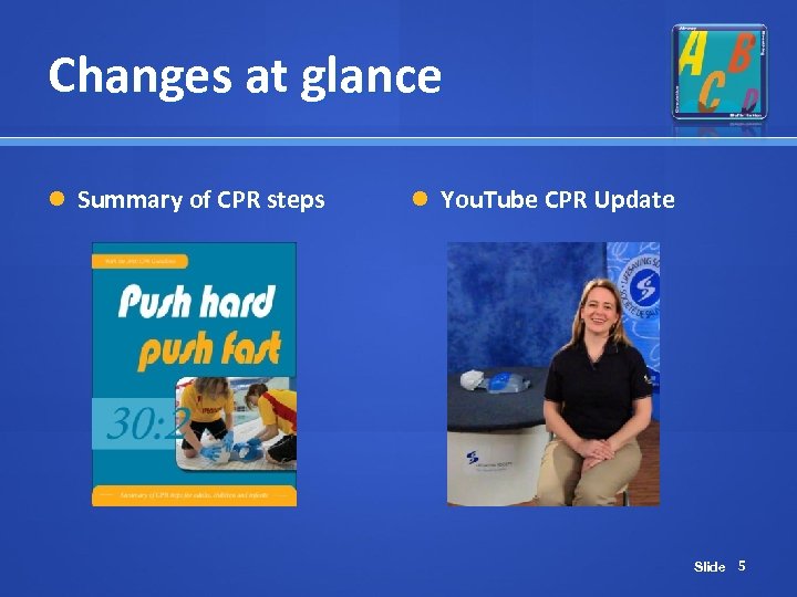 Changes at glance Summary of CPR steps You. Tube CPR Update Slide 5 