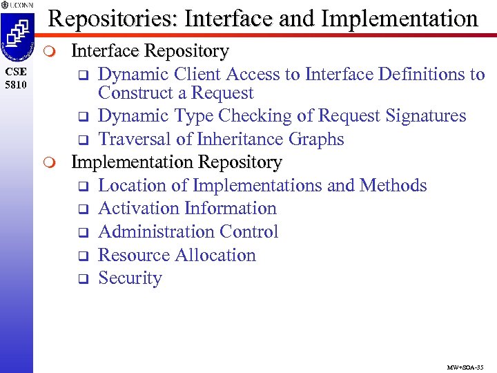 Repositories: Interface and Implementation m CSE 5810 m Interface Repository q Dynamic Client Access
