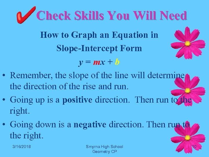  Check Skills You Will Need How to Graph an Equation in Slope-Intercept Form