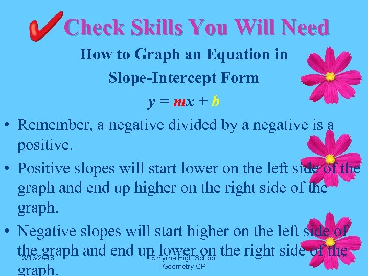  Check Skills You Will Need How to Graph an Equation in Slope-Intercept Form