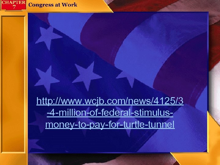 http: //www. wcjb. com/news/4125/3 -4 -million-of-federal-stimulusmoney-to-pay-for-turtle-tunnel 