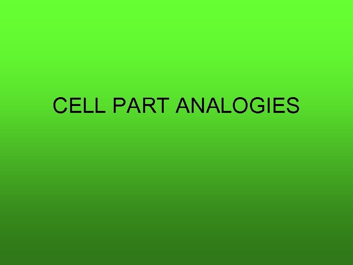 CELL PART ANALOGIES 