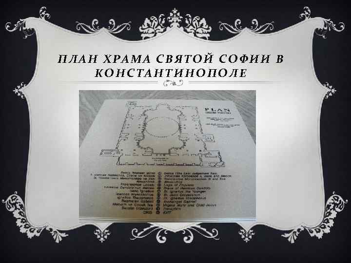 ПЛАН ХРАМА СВЯТОЙ СОФИИ В КОНСТАНТИНОПОЛЕ 