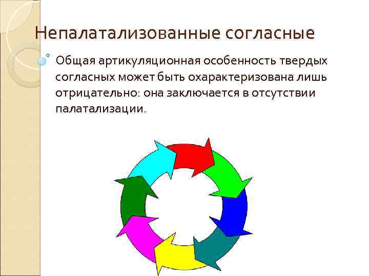 Непалатализованные согласные Общая артикуляционная особенность твердых согласных может быть охарактеризована лишь отрицательно: она заключается