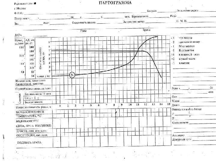 Партограмма в акушерстве как заполнять образец заполнения