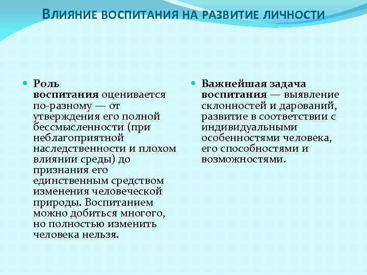 Действия воспитания. Как воспитание влияет на формирование личности. Как воспитание влияет на развитие личности. Как влияет воспитание на развитие человека. Влияние воспитания на развитие личности примеры.