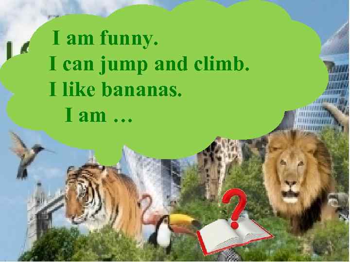 I am funny. I can jump and climb. I like bananas. I am …