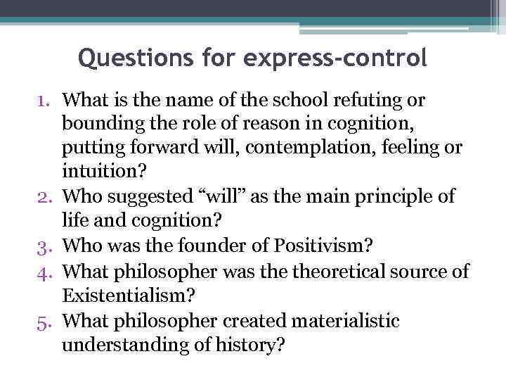 Questions for express-control 1. What is the name of the school refuting or bounding
