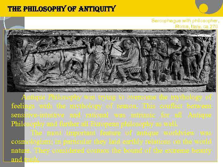 the philosophy o. F anti. Quity Sarcophagus with philosopher, Rome, Italy, ca 270 Antique