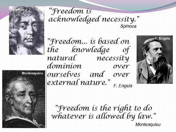 Spinoza “Freedom is acknowledged necessity. 