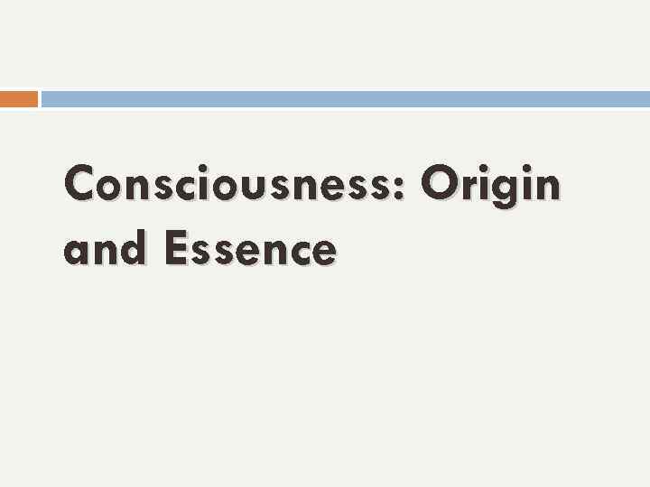 Consciousness: Origin and Essence 