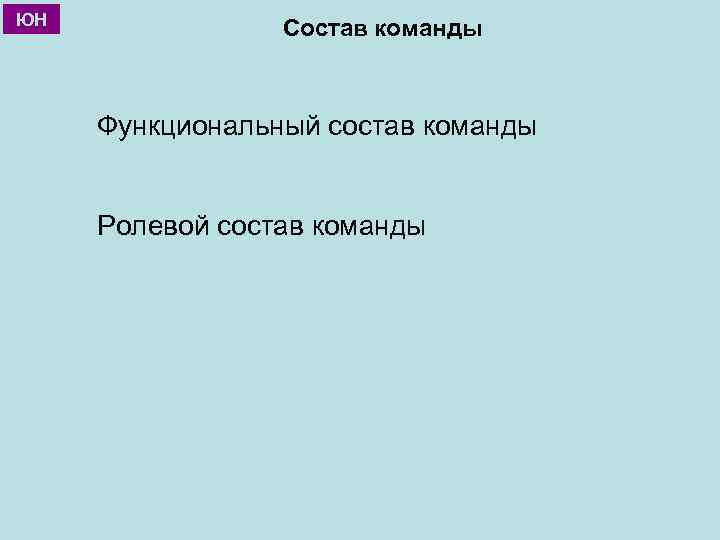 ЮН Состав команды Функциональный состав команды Ролевой состав команды 