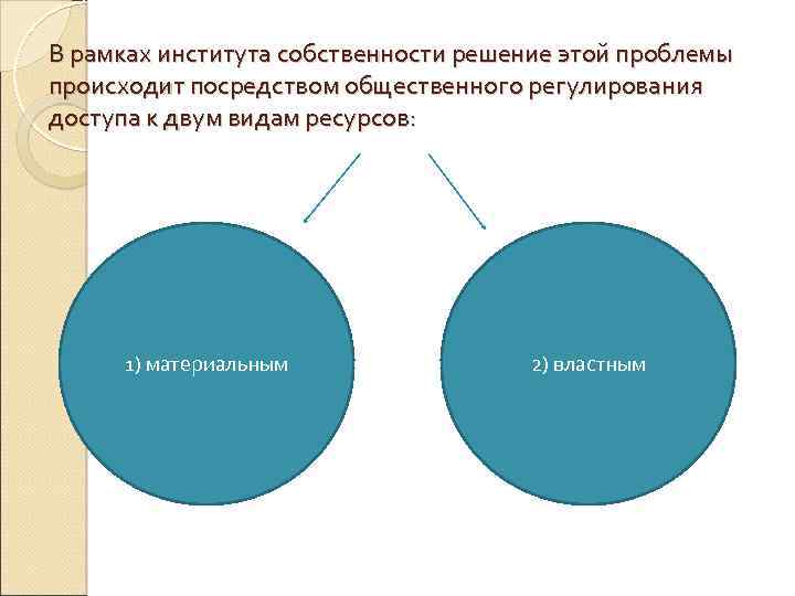 В рамках института собственности решение этой проблемы происходит посредством общественного регулирования доступа к двум