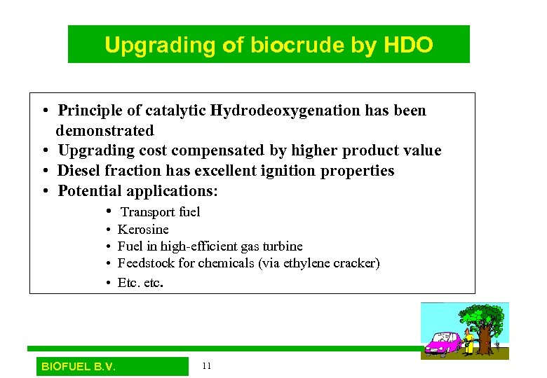 Upgrading of biocrude by HDO • Principle of catalytic Hydrodeoxygenation has been demonstrated •