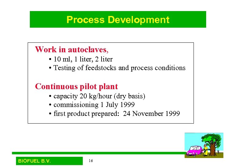 Process Development Work in autoclaves, • 10 ml, 1 liter, 2 liter • Testing