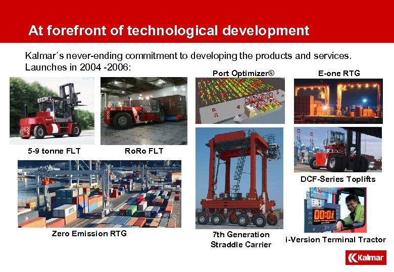 At forefront of technological development Kalmar´s never-ending commitment to developing the products and services.