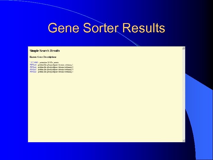 Gene Sorter Results 