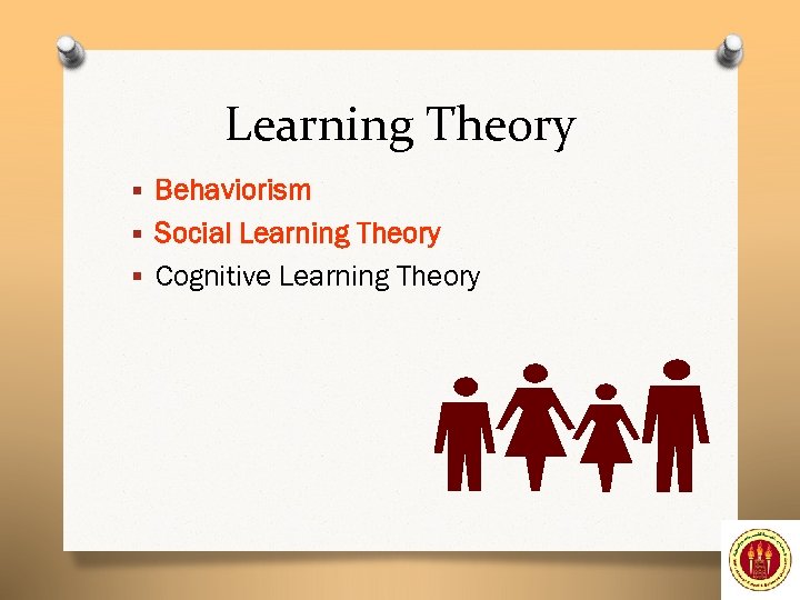 Learning Theory § Behaviorism § Social Learning Theory § Cognitive Learning Theory 
