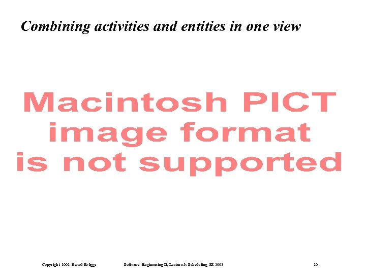 Combining activities and entities in one view Copyright 2002 Bernd Brügge Software Engineering II,