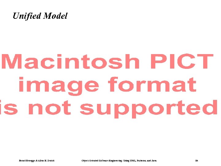 Unified Model Bernd Bruegge & Allen H. Dutoit Object-Oriented Software Engineering: Using UML, Patterns,