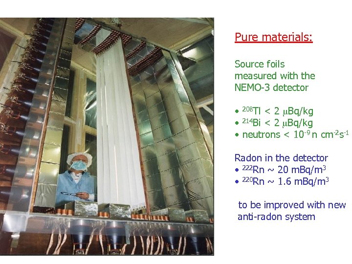 Pure materials: Source foils measured with the NEMO-3 detector • 208 Tl < 2