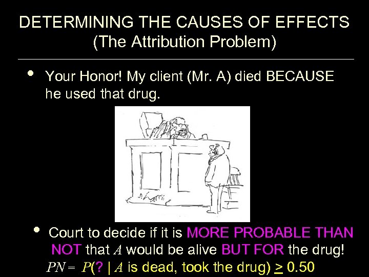 DETERMINING THE CAUSES OF EFFECTS (The Attribution Problem) • Your Honor! My client (Mr.