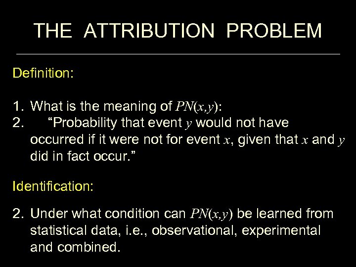 THE ATTRIBUTION PROBLEM Definition: 1. What is the meaning of PN(x, y): 2. “Probability