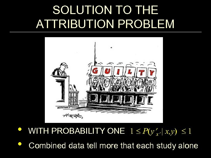 SOLUTION TO THE ATTRIBUTION PROBLEM • WITH PROBABILITY ONE 1 P(y x | x,