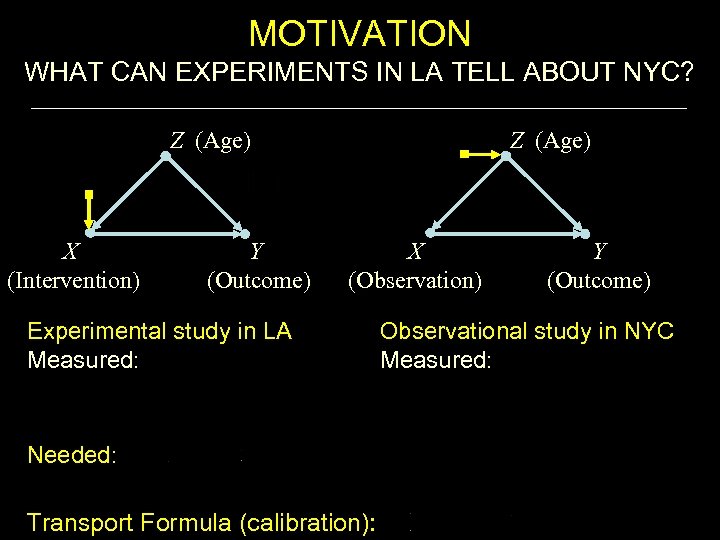 MOTIVATION WHAT CAN EXPERIMENTS IN LA TELL ABOUT NYC? Z (Age) X (Intervention) Y