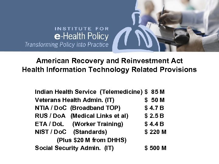 American Recovery and Reinvestment Act Health Information Technology Related Provisions Indian Health Service (Telemedicine)