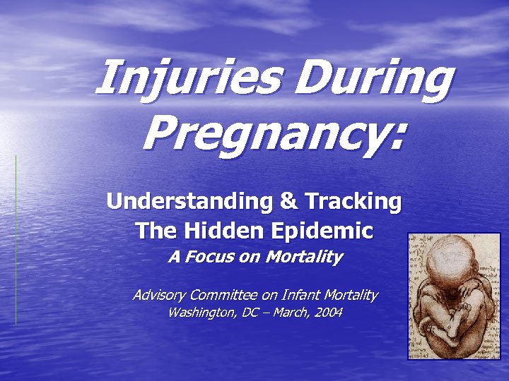 Injuries During Pregnancy: Understanding & Tracking The Hidden Epidemic A Focus on Mortality Advisory