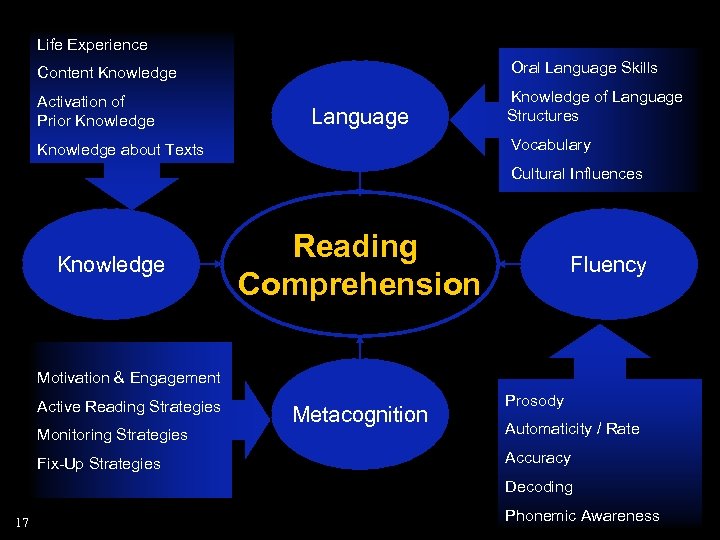 Life Experience Content Knowledge Oral Language Skills Activation of Prior Knowledge of Language Structures
