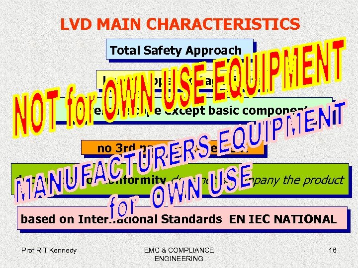 LVD MAIN CHARACTERISTICS Total Safety Approach lower/upper voltage limits universal scope except basic components
