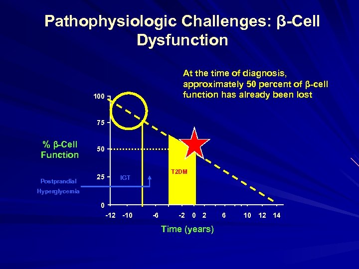Pathophysiologic Challenges: β-Cell Dysfunction At the time of diagnosis, approximately 50 percent of β-cell