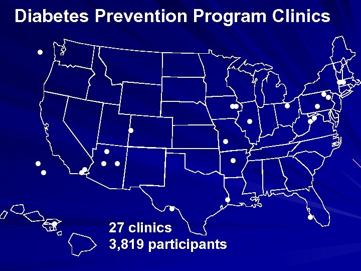 Diabetes Prevention Program Clinics . . 27 clinics 3, 819 participants 