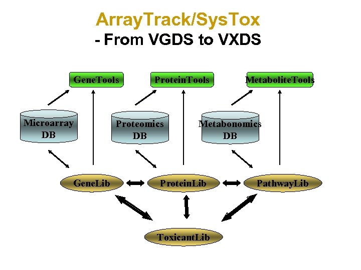 Array. Track/Sys. Tox - From VGDS to VXDS Gene. Tools Microarray DB Gene. Lib