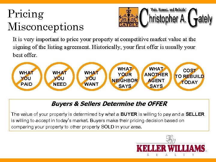 Pricing Misconceptions It is very important to price your property at competitive market value