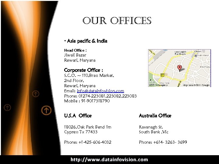 our offices • Asia pacific & India Head Office : Jiwali Bazar Rewari, Haryana