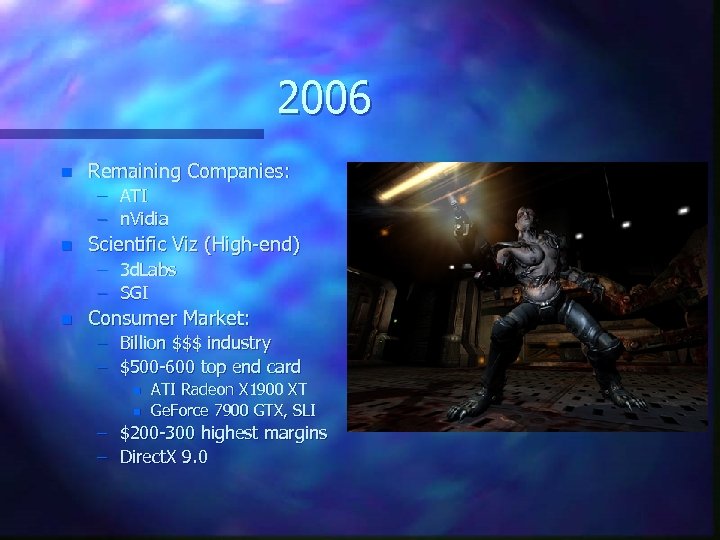 2006 n Remaining Companies: – ATI – n. Vidia n Scientific Viz (High-end) –