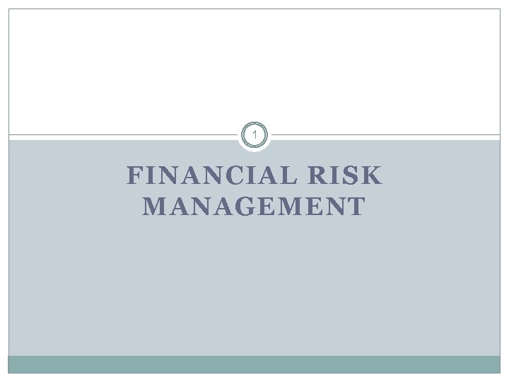 1 FINANCIAL RISK MANAGEMENT 