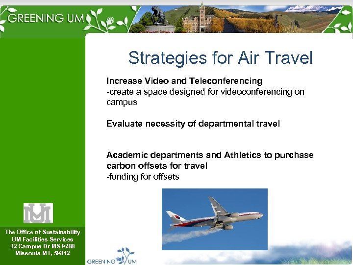 Strategies for Air Travel Increase Video and Teleconferencing -create a space designed for videoconferencing