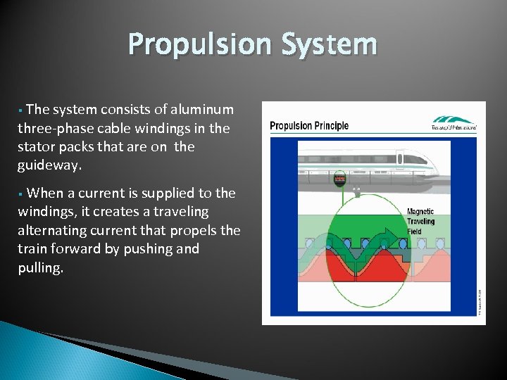 Propulsion System § The system consists of aluminum three-phase cable windings in the stator