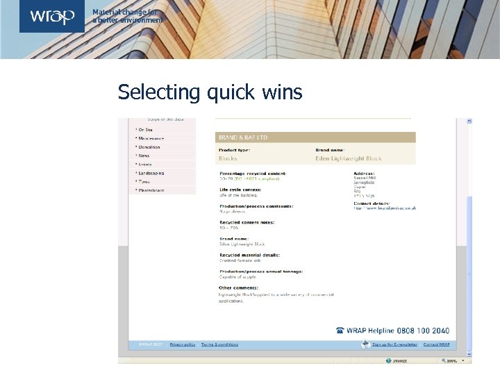 Selecting quick wins 