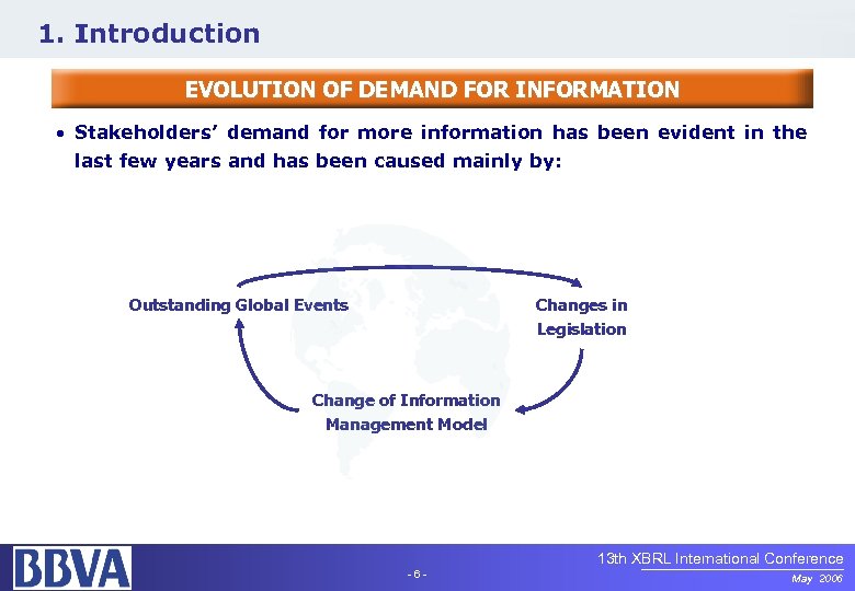 1. Introduction EVOLUTION OF DEMAND FOR INFORMATION • Stakeholders’ demand for more information has