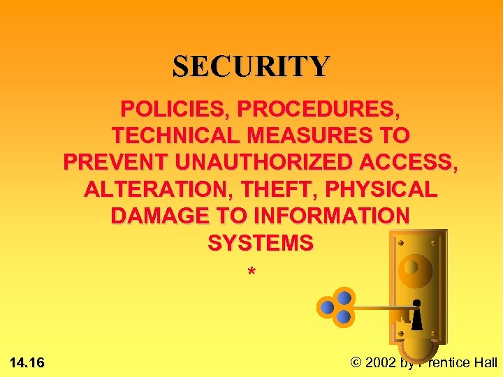 SECURITY POLICIES, PROCEDURES, TECHNICAL MEASURES TO PREVENT UNAUTHORIZED ACCESS, ALTERATION, THEFT, PHYSICAL DAMAGE TO